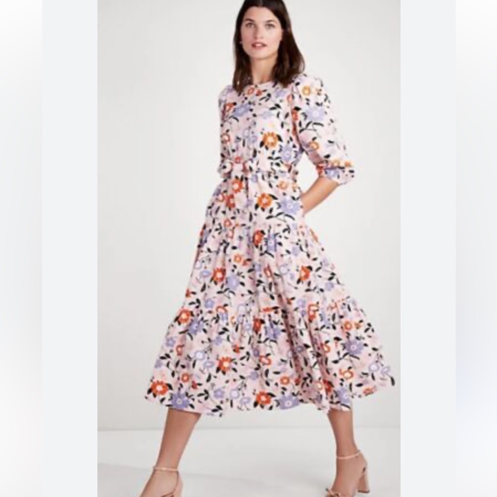 Kate spade floral garden seasucker dress medium